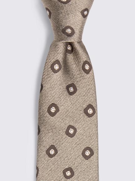 Moss Geometric Silk Tie, Neutral - view 2, Neutral