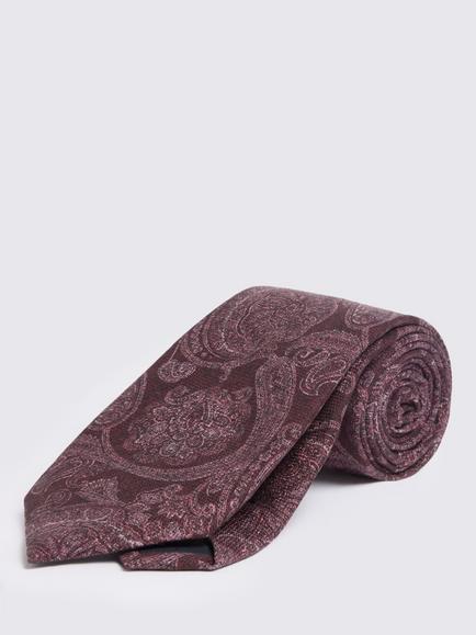 Moss Silk Paisley Tie, Burgundy, Burgundy