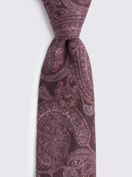 Moss Silk Paisley Tie, Burgundy - view 2, Burgundy