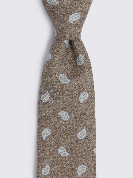 Moss Paisley Silk Tie, Neutral/Blue - view 2, Neutral/Blue