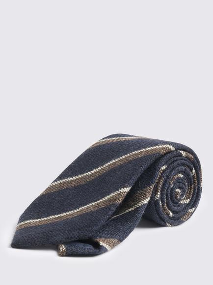 Moss Stripe Wool Tie, Navy Blue/Neutral, Navy Blue/Neutral