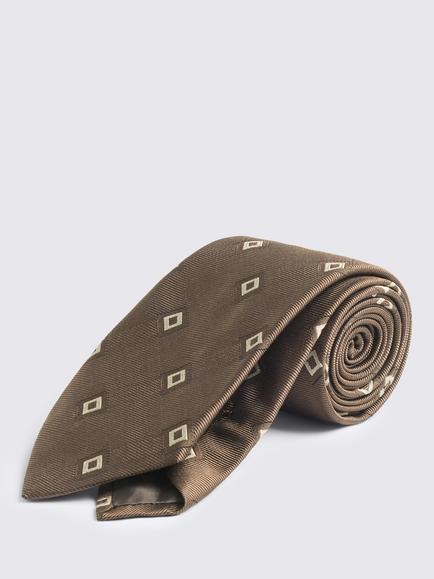 Moss Diamond Silk Blend Tie, Light Brown, Light Brown
