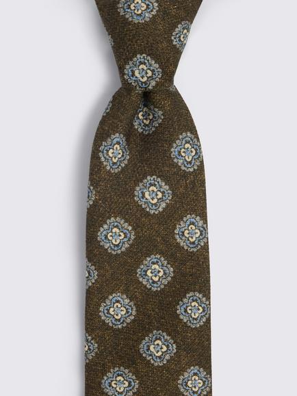 Moss Medallion Silk Tie, Dark Olive/Blue - view 2, Dark Olive/Blue