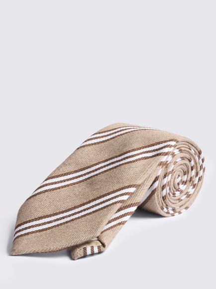 Moss Stripe Wool Blend Tie, Taupe/Copper, Taupe/Copper