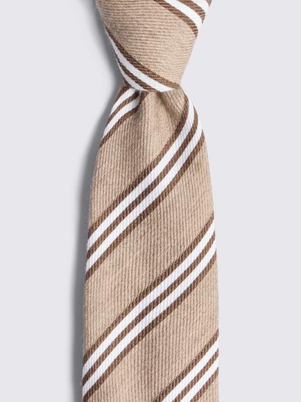 Moss Stripe Wool Blend Tie, Taupe/Copper - view 2, Taupe/Copper