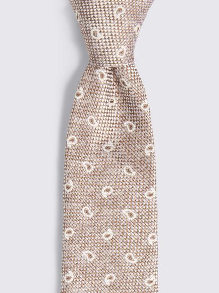 Moss Paisley Silk Blend Tie, Neutral - view 2, Neutral