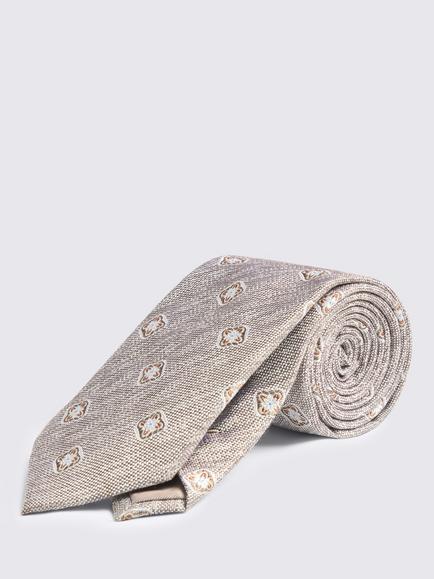 Moss Medallion Silk Blend Tie, Neutral/Copper, Neutral/Copper