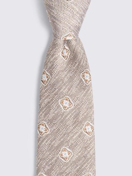Moss Medallion Silk Blend Tie, Neutral/Copper - view 2, Neutral/Copper