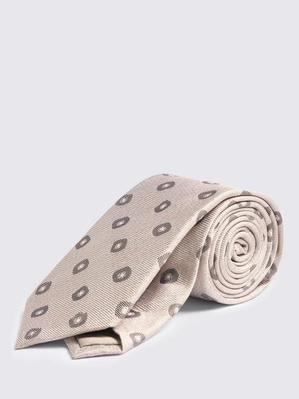 Moss Geometric Silk Tie, Neutral, Neutral