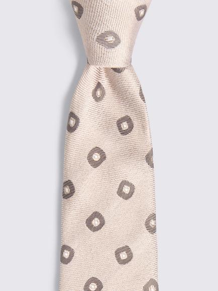 Moss Geometric Silk Tie, Neutral - view 2, Neutral
