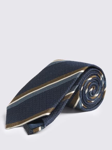 Moss Stripe Silk Tie, Navy Blue/Bronze, Navy Blue/Bronze