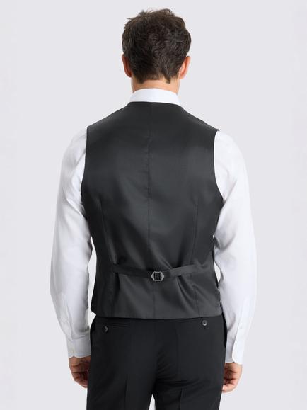 Moss Tailored Fit Wool Blend Performance Waistcoat, Black - view 2, Black