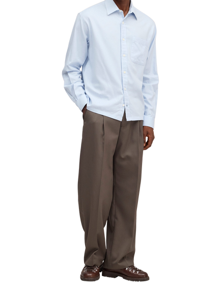 NN.07 Deon Pure Cotton Flannel Shirt - view 2, Sky Mist