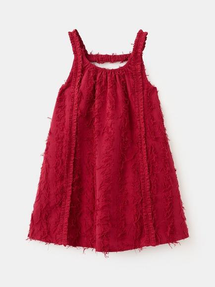 Mango KIds' Sleeveless Fringe Mini Dress, Bordeaux, Bordeaux