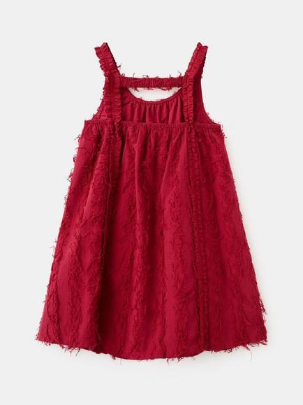 Mango KIds' Sleeveless Fringe Mini Dress, Bordeaux - view 2, Bordeaux