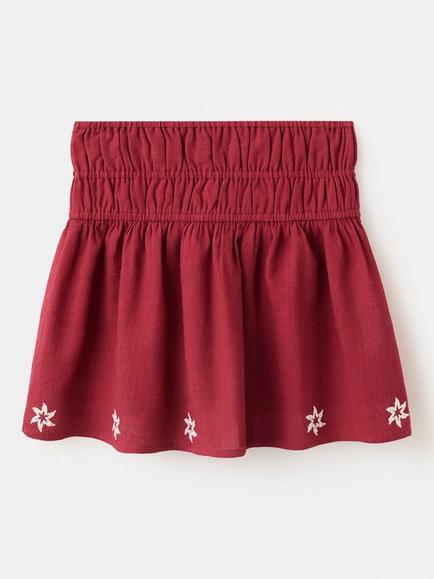Mango Kids' Embroidered A-Line Skirt, Bordeaux - view 2, Bordeaux