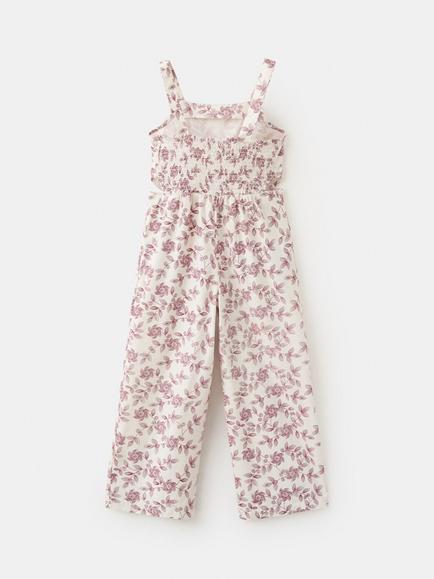 Mango KIds' Sleeveless Floral Wide Leg Jumpsuit, Raw - view 2, Raw