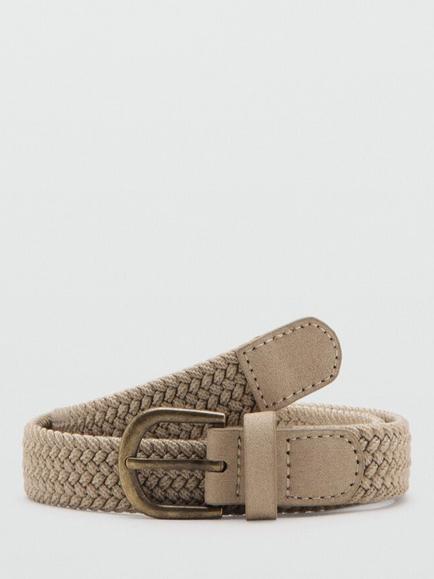 Mango Kids' Braided Belt, Sand