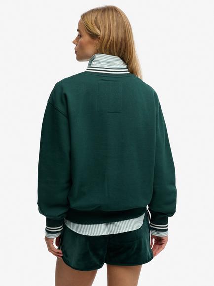 Superdry Country Club Loose V-Neck Sweatshirt, Dark Pine Green - view 2, Dark Pine Green