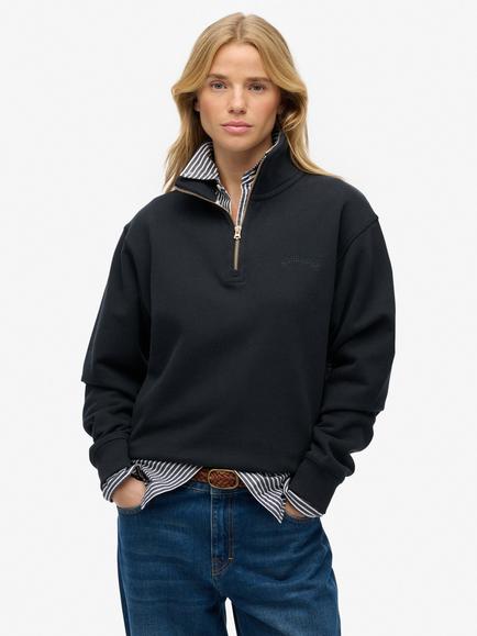 Superdry Essential Logo Embroidered Half Zip Jumper, Eclipse Navy