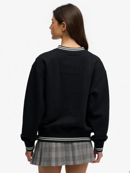 Superdry Country Club Crest V‑Neckline Sweatshirt, Eclipse Navy - view 2, Eclipse Navy