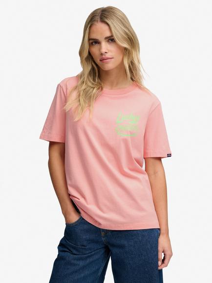 Superdry Roadside Trade Relaxed Fit T-Shirt, Peach Amber Pink, Peach Amber Pink