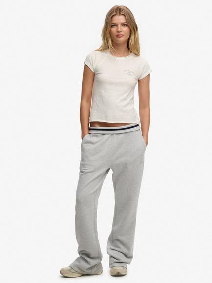 Superdry Athletic Essentials Logo Low Rise Flare Joggers, Glacier Grey Marl