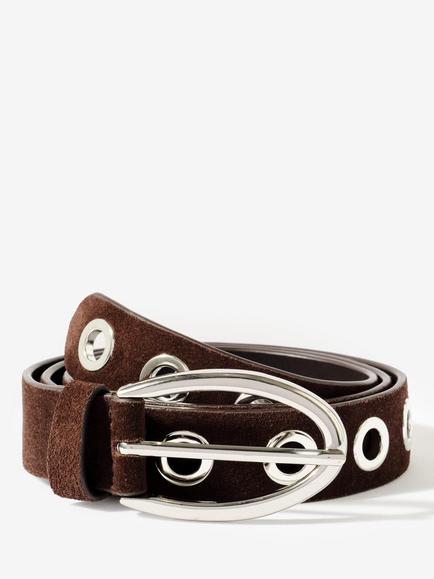Mint Velvet Leather Eyelet Belt, Burgundy, Burgundy