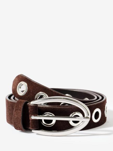 Mint Velvet Suede Eyelet Belt, Brown, Brown
