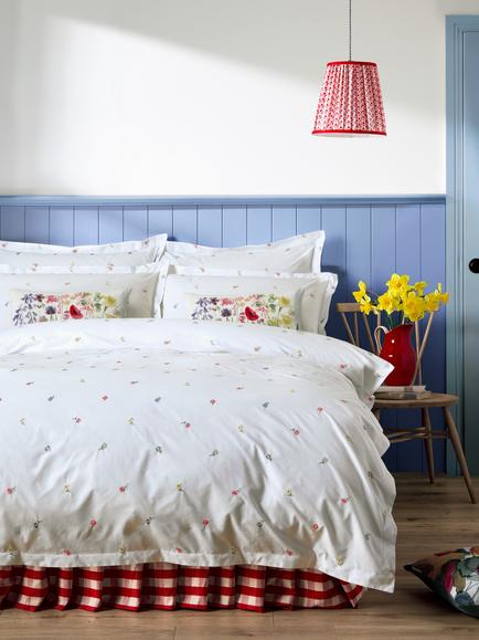bluebellgray Daisy 200 Thread Count Embroidered Duvet Cover Set, Multi, Multi
