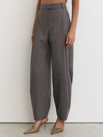 Reiss Petite Phae Tapered Barrel Leg Trousers, Taupe, Taupe Neutral