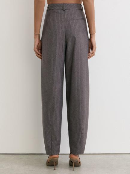 Reiss Petite Phae Tapered Barrel Leg Trousers, Taupe - view 2, Taupe Neutral