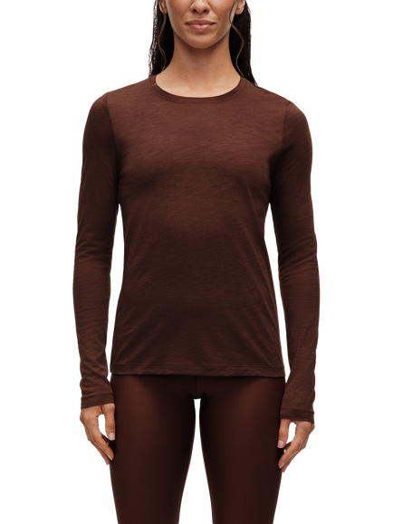 Casall Soft Texture Long Sleeve Top, Dark Brown, Dark Brown