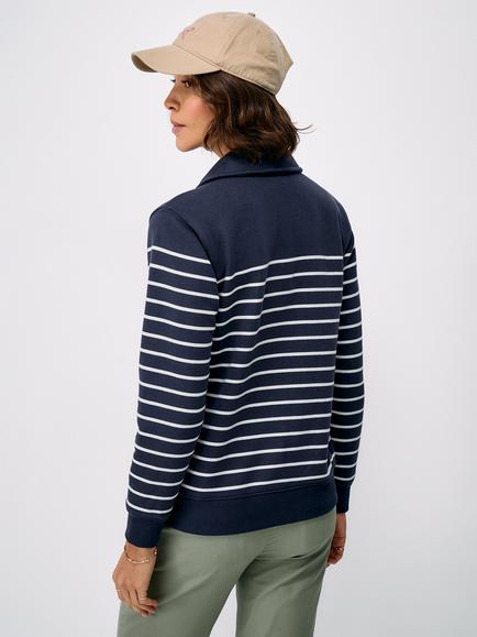 Crew Clothing Sandy Flip-Collar Sweatshirt, Navy/Multi - view 2, Navy/Multi
