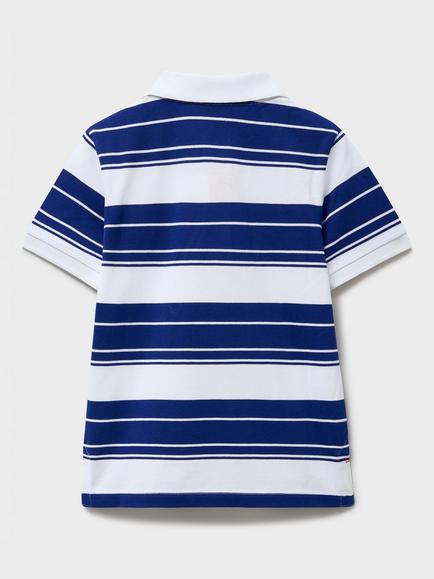 Crew Clothing Kids' Cotton Pique Short Sleeve Polo Shirt, Blue/White - view 2, Blue/White