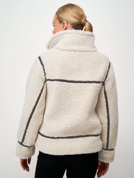 Crew Clothing Borg Aviator Jacket, Oatmeal - view 2, Oatmeal