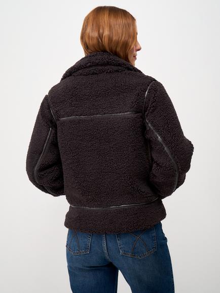 Crew Clothing Borg Aviator Jacket, Chocolate - view 2, Chocolate