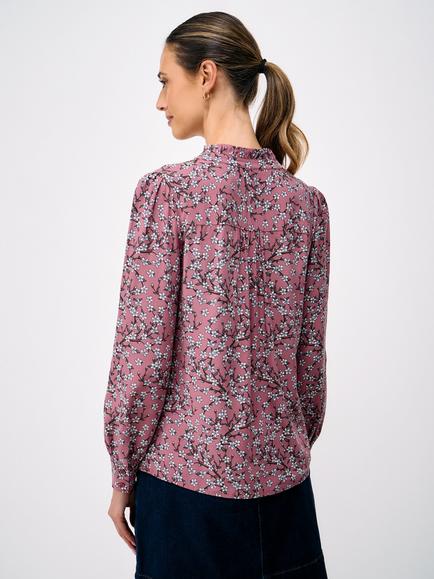 Crew Clothing Harmony Floral Print Frill Blouse, Rose Pink - view 2, Rose Pink