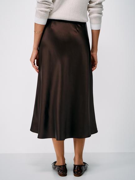 Crew Clothing Rowen Satin Slip Skirt, Chocolate - view 2, Chocolate