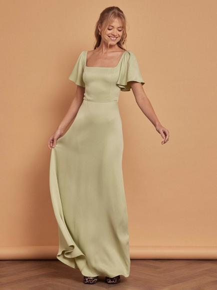 Maids to Measure Clemmie Flutter Sleeve Bridesmaid Dress, Sage Green