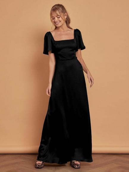 Maids to Measure Clemmie Flutter Sleeve Bridesmaid Dress, Black