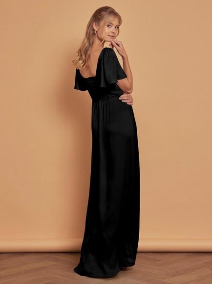 Maids to Measure Clemmie Flutter Sleeve Bridesmaid Dress - view 2, Black