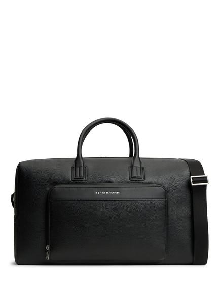 Tommy Hilfiger Metal Logo Pebble Grain Duffel Bag, Black, Black
