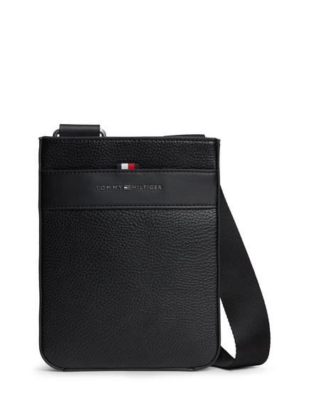 Tommy Hilfiger Metal Logo Textured Crossbody Bag, Black, Black