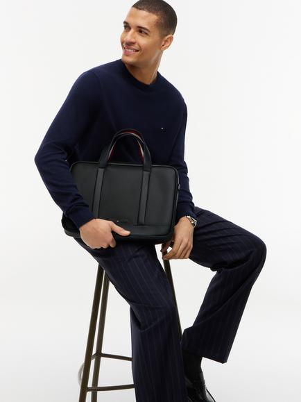 Tommy Hilfiger Textured Global Stripe Laptop Bag, Black - view 2, Black