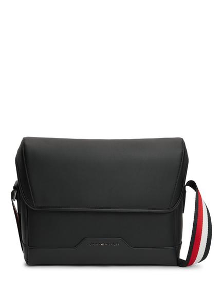 Tommy Hilfiger Global Stripe Strap Textured Messenger Bag, Black, Black