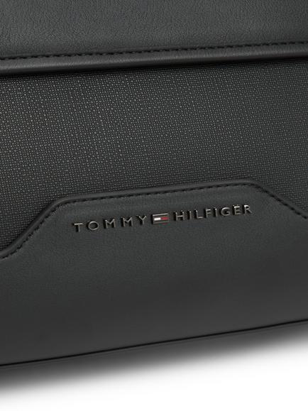 Tommy Hilfiger Global Stripe Strap Textured Messenger Bag, Black - view 2, Black