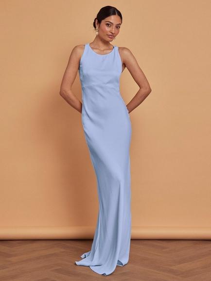 Maids to Measure Cressida Tie Neck Bridesmaid Dress, Cornflower Blue