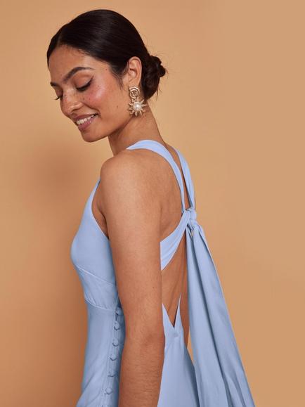 Maids to Measure Cressida Tie Neck Bridesmaid Dress - view 2, Cornflower Blue