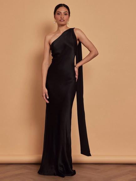 Maids to Measure Cressida Tie Neck Bridesmaid Dress, Black